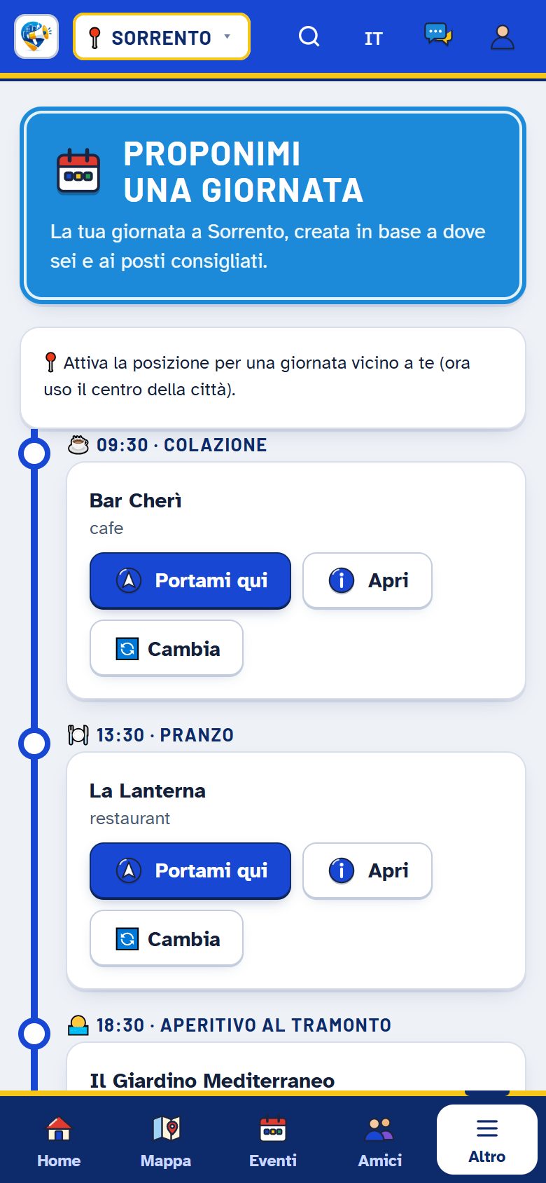 Proponimi una giornata a Sorrento: colazione, pranzo, aperitivo